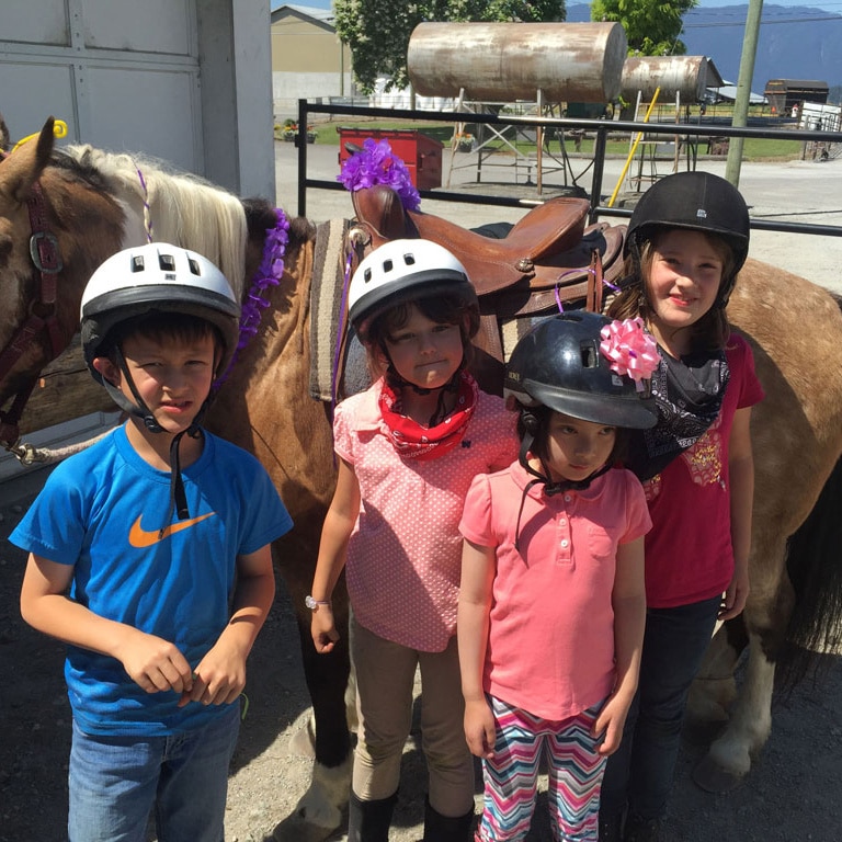 Smiling Children at Vancouver Horse Riding Birthday Party